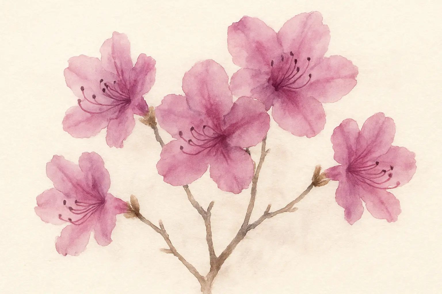 진달래 수채화 그림