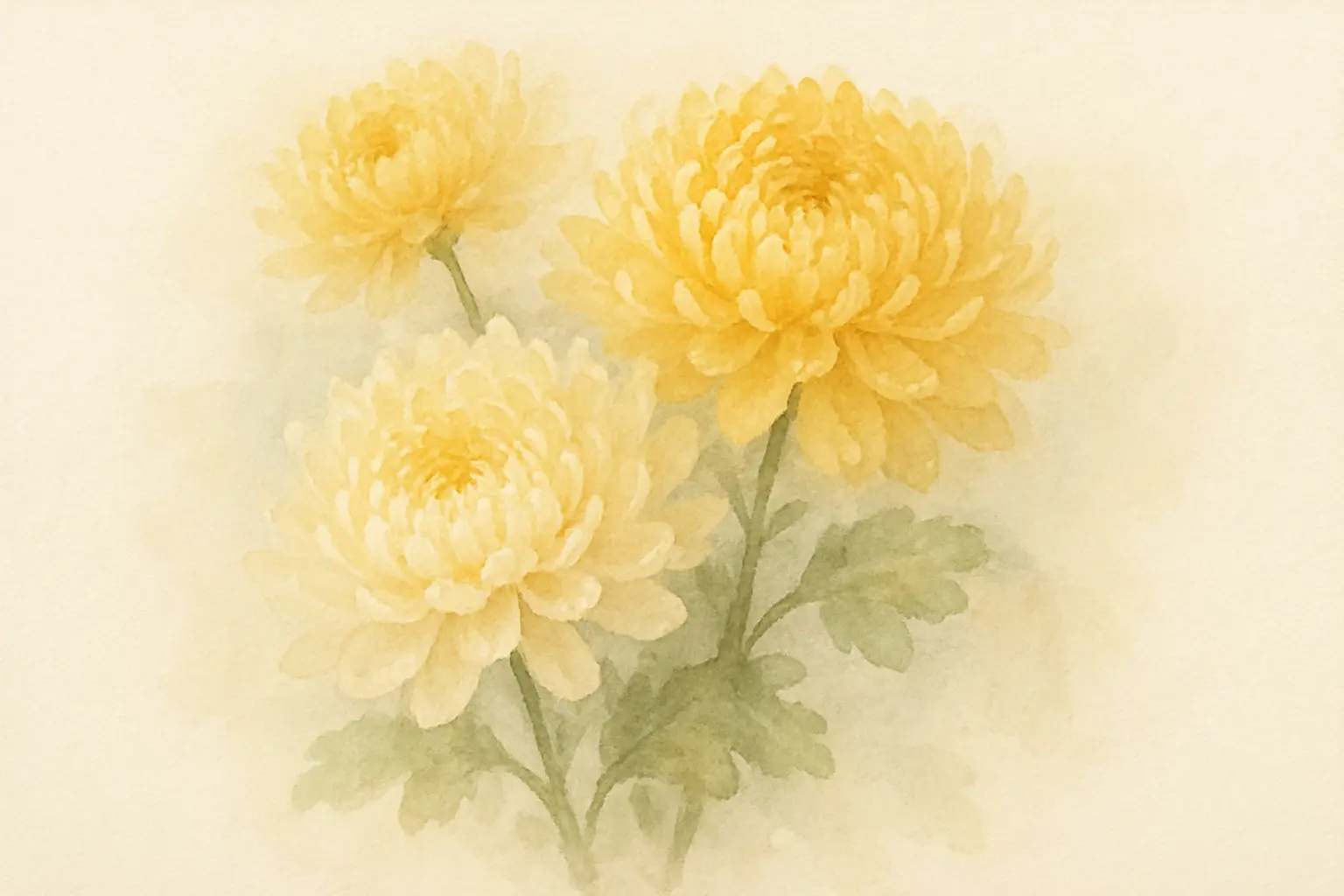 국화 수채화 그림
