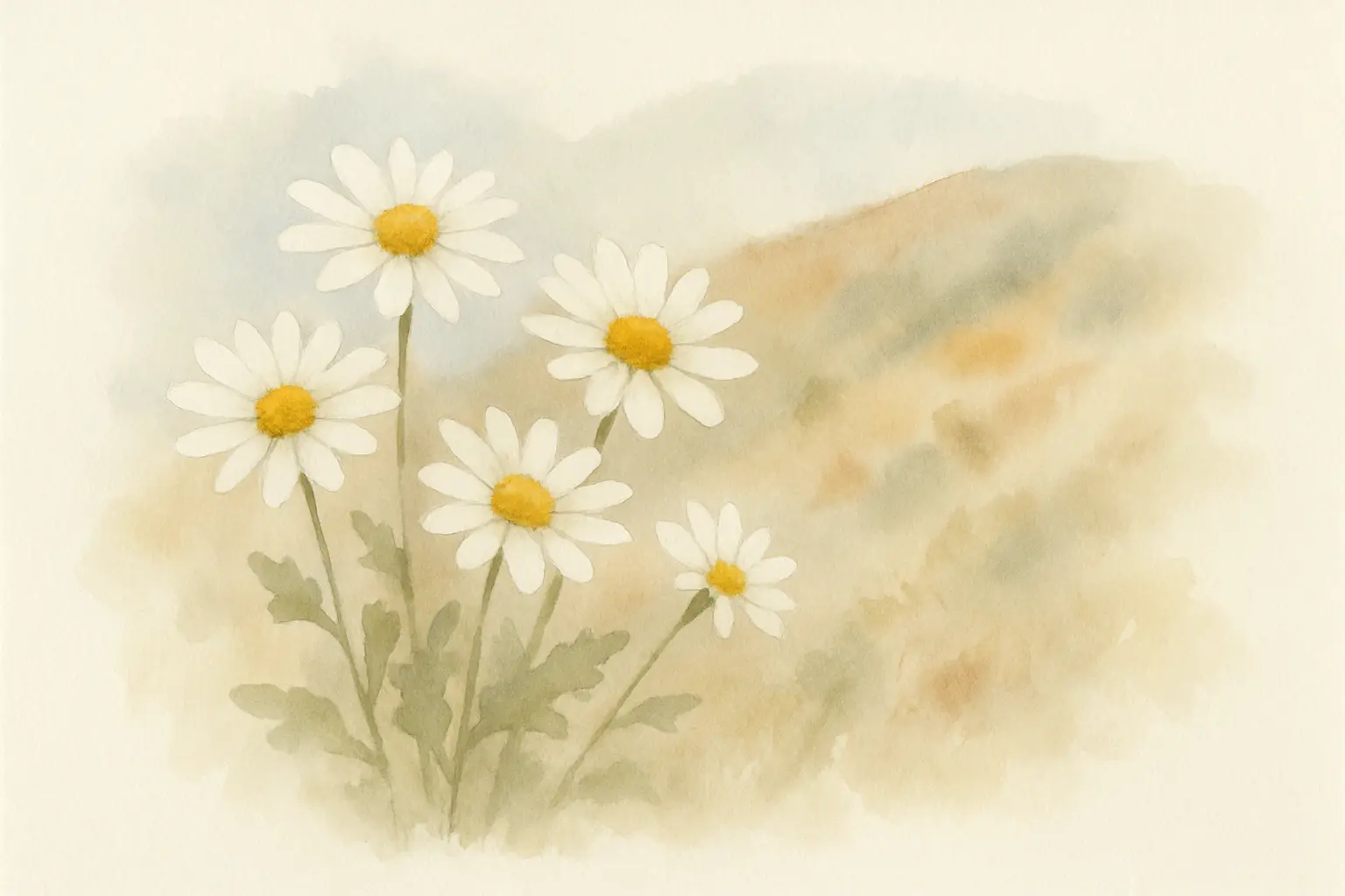 구절초 수채화 그림
