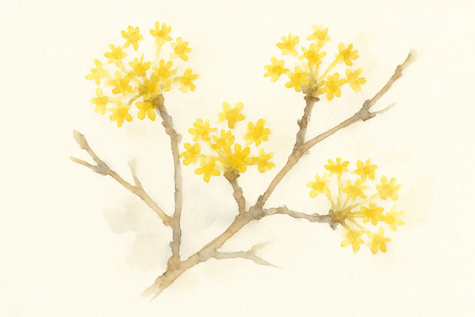 산수유 수채화 그림