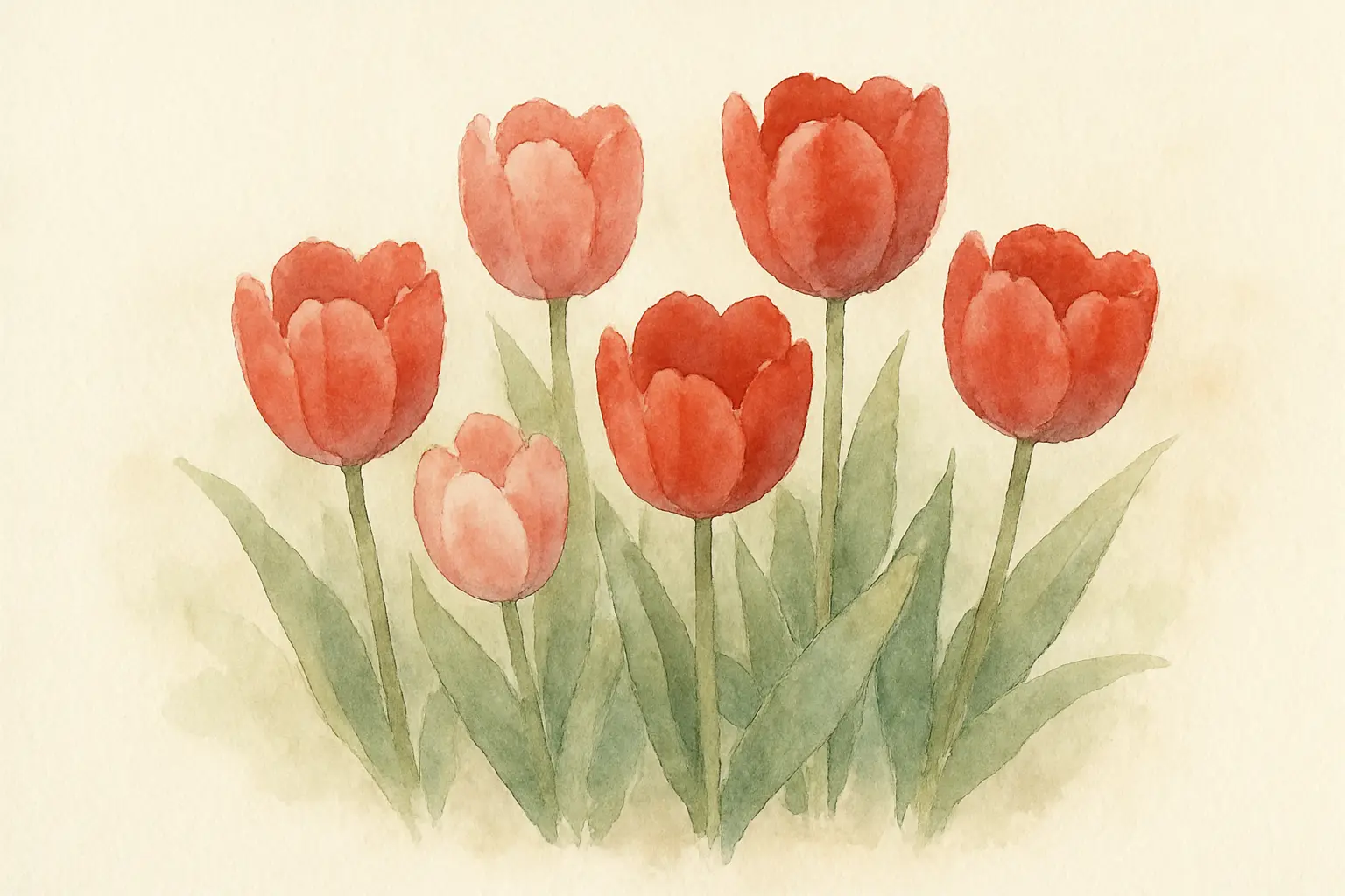 튤립 수채화 그림